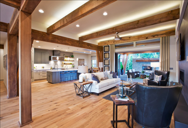 Kitchen and Living space with open doors